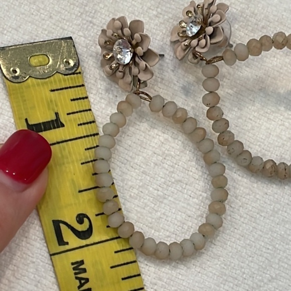 💐5/25 pastel faceted bead hoop teardrop open circle flower statement earrings - Picture 5 of 6